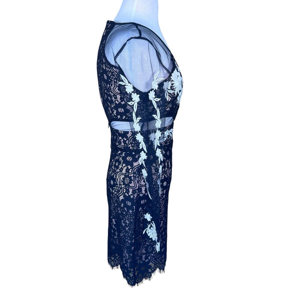 Sugar + Lips Black Sheer Lace Dress with Sheer Cut-Outs & Embroidery XS NWT - Picture 5 of 16
